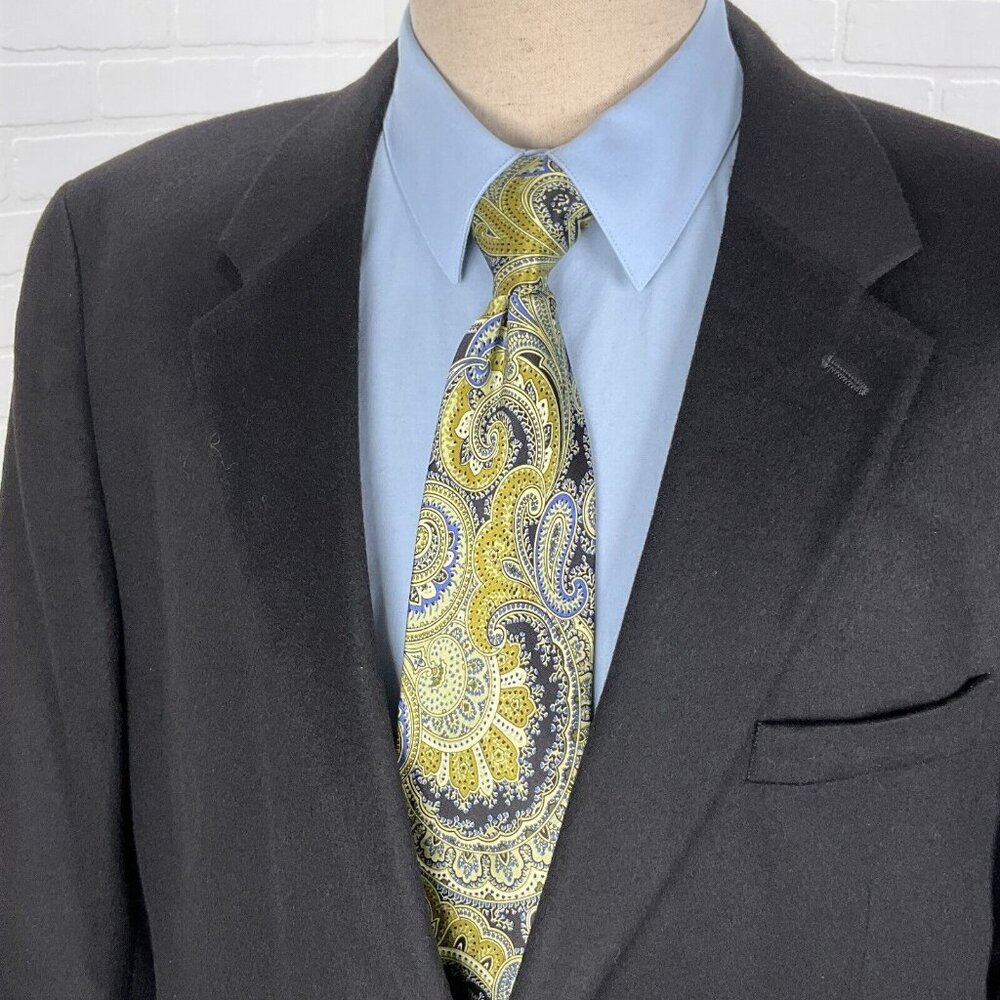Club Room Macys Blazer‎ Men 46R Black Cashmere Soft Classic Career VTG